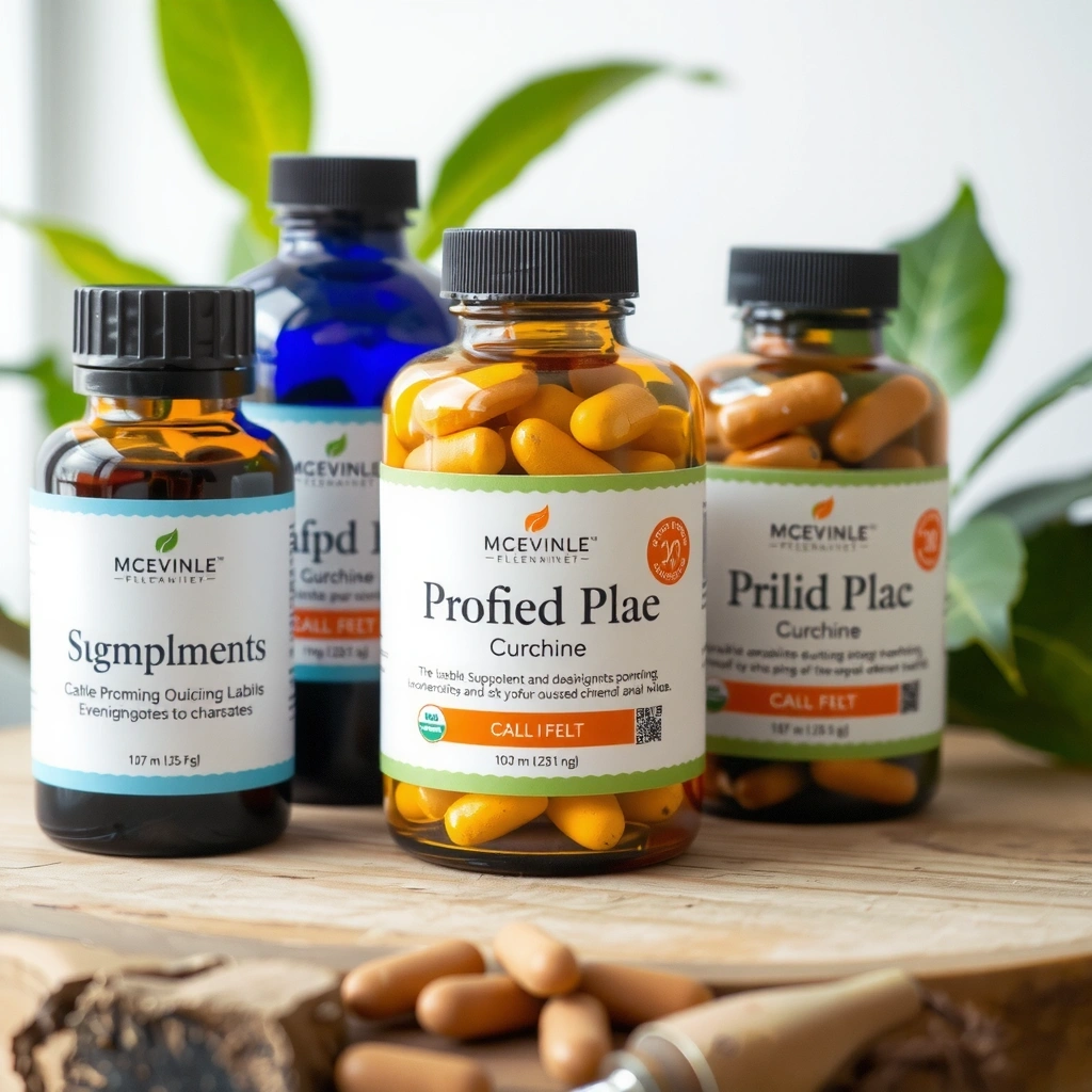 Sticle elegante cu suplimente alimentare pe un fundal natural, simbolizând puritatea